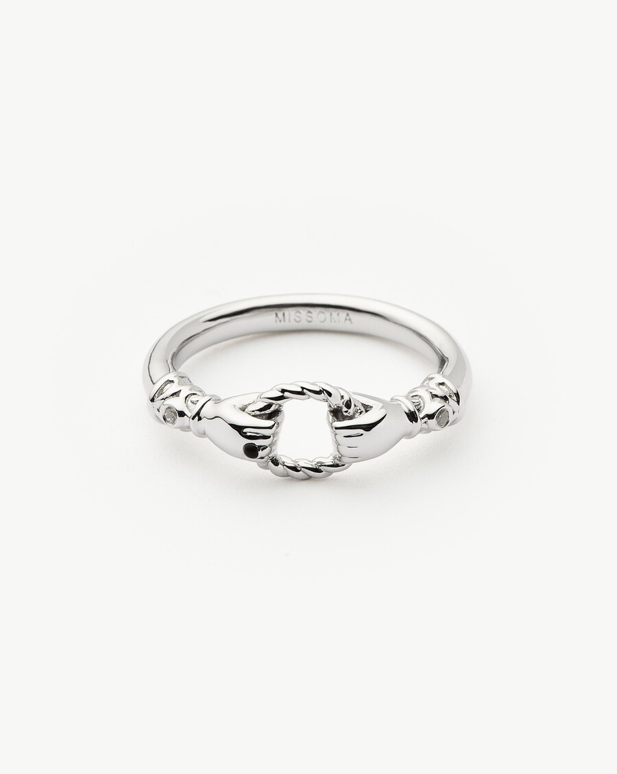 anillo apilable harris reed in good hands - plata de ley