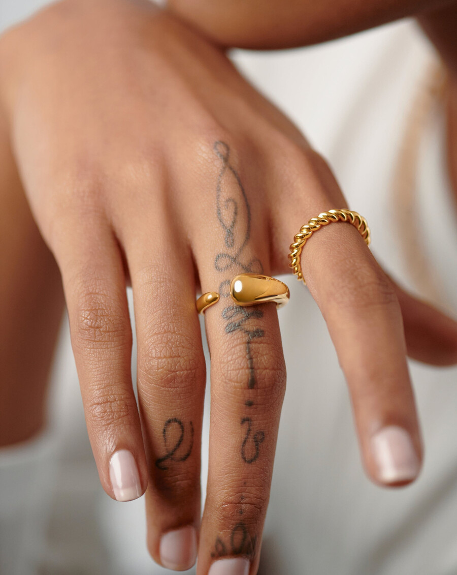 anillo apilable de lazo - oro vermeil de 18 k