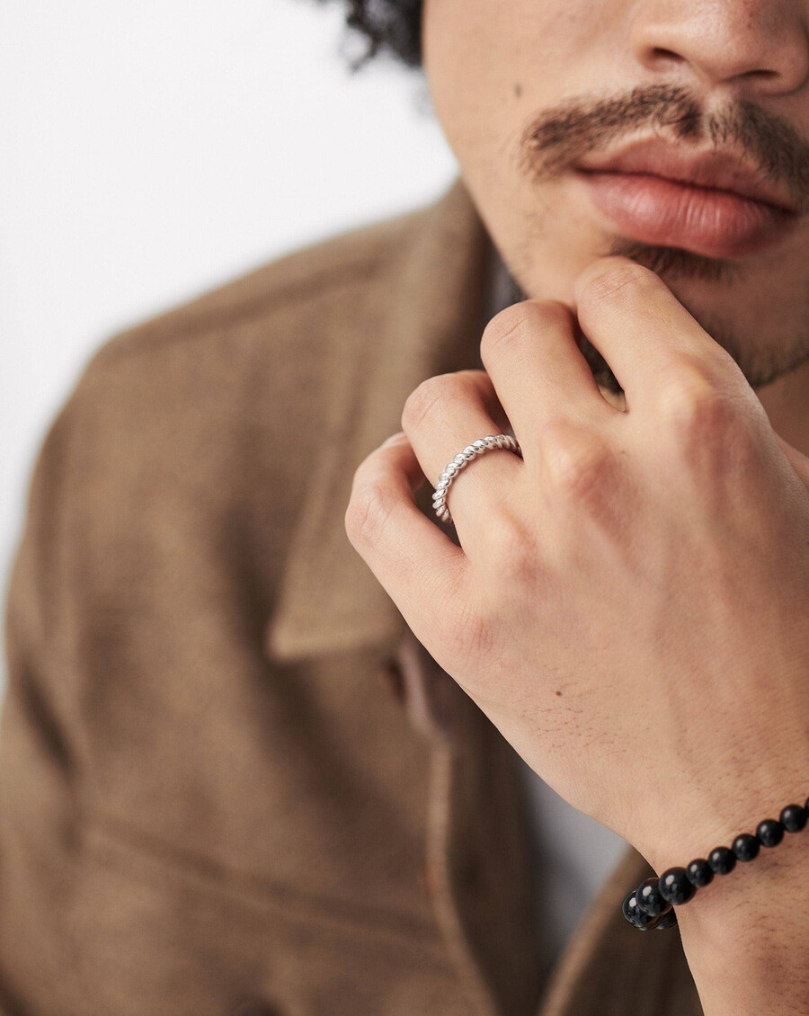 anillo apilable de lazo - plata de ley