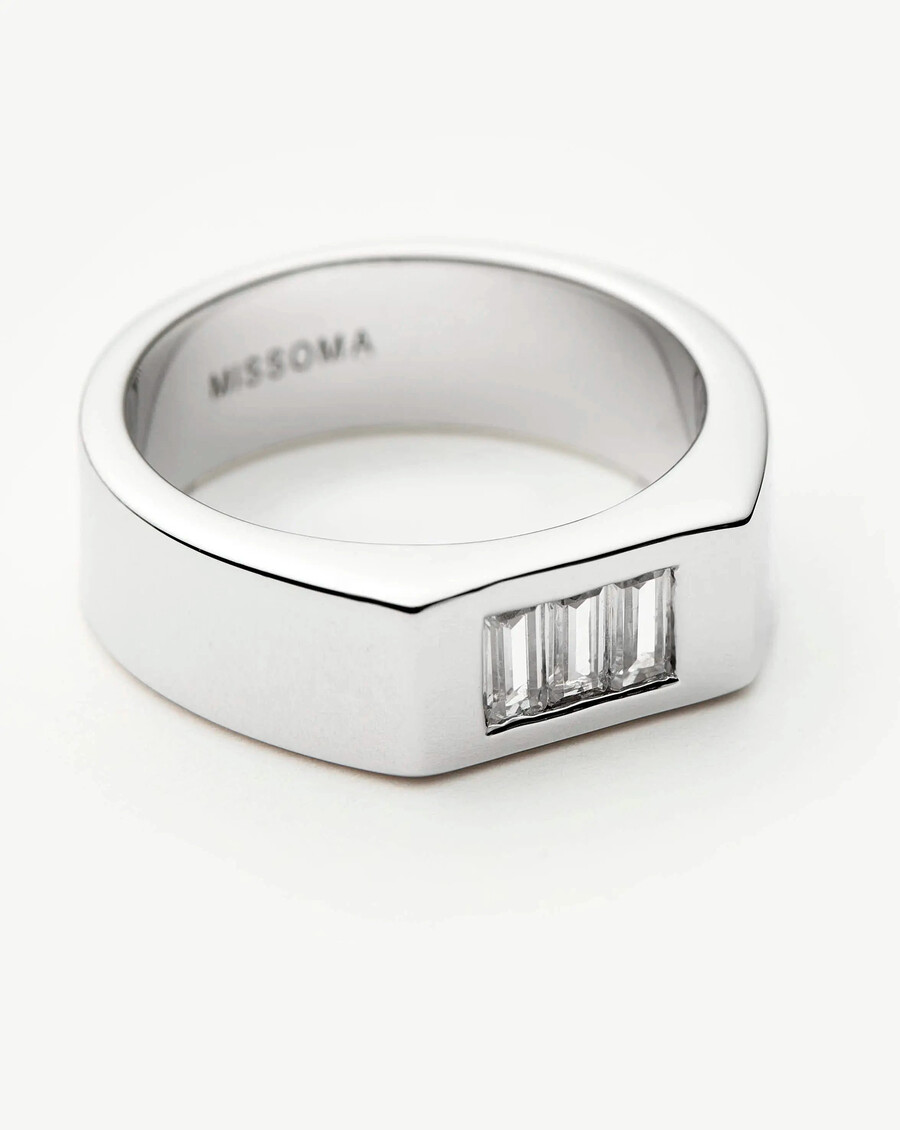 anillo lucy williams de triple piedra - plata