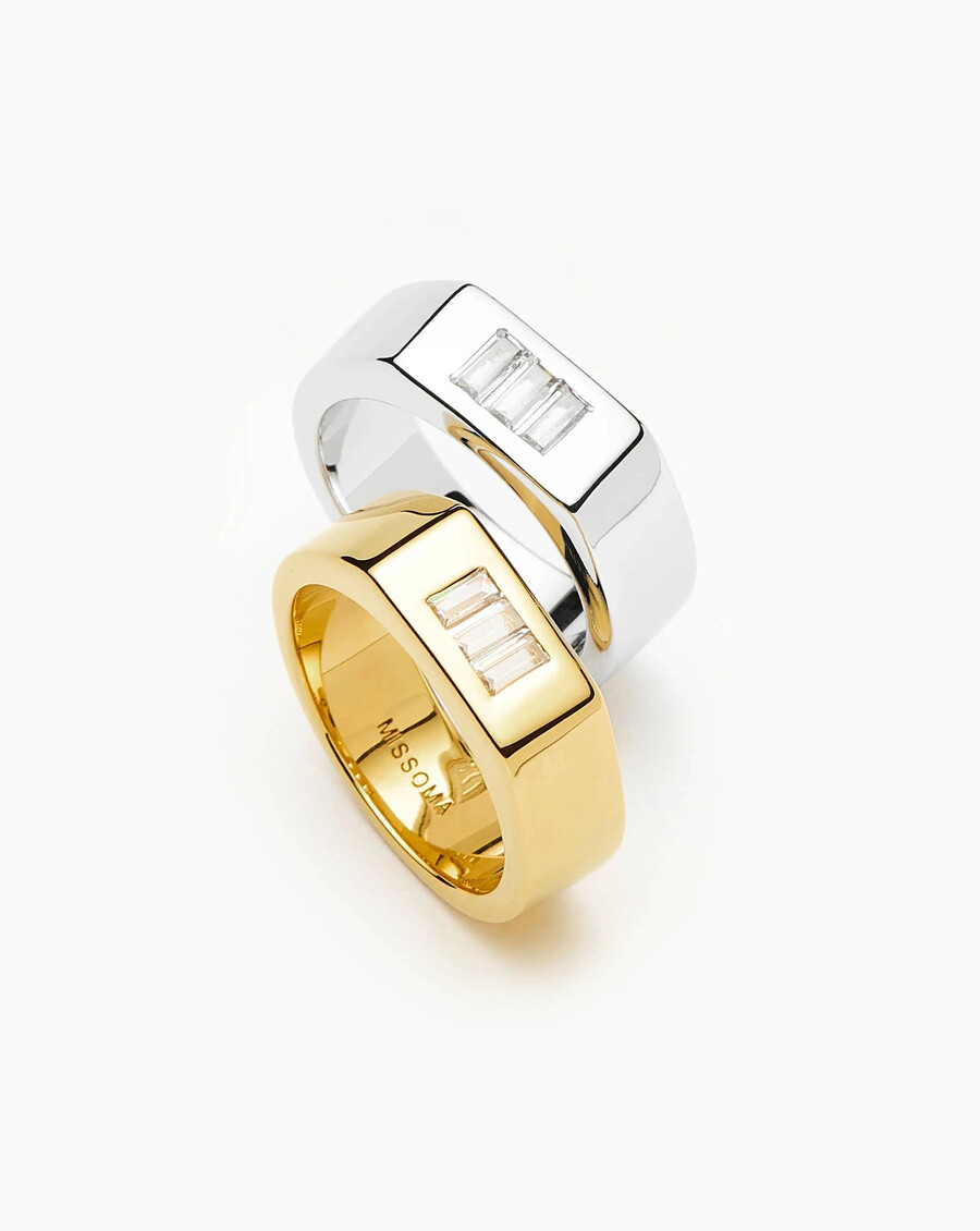 anillo lucy williams de triple piedra - plata