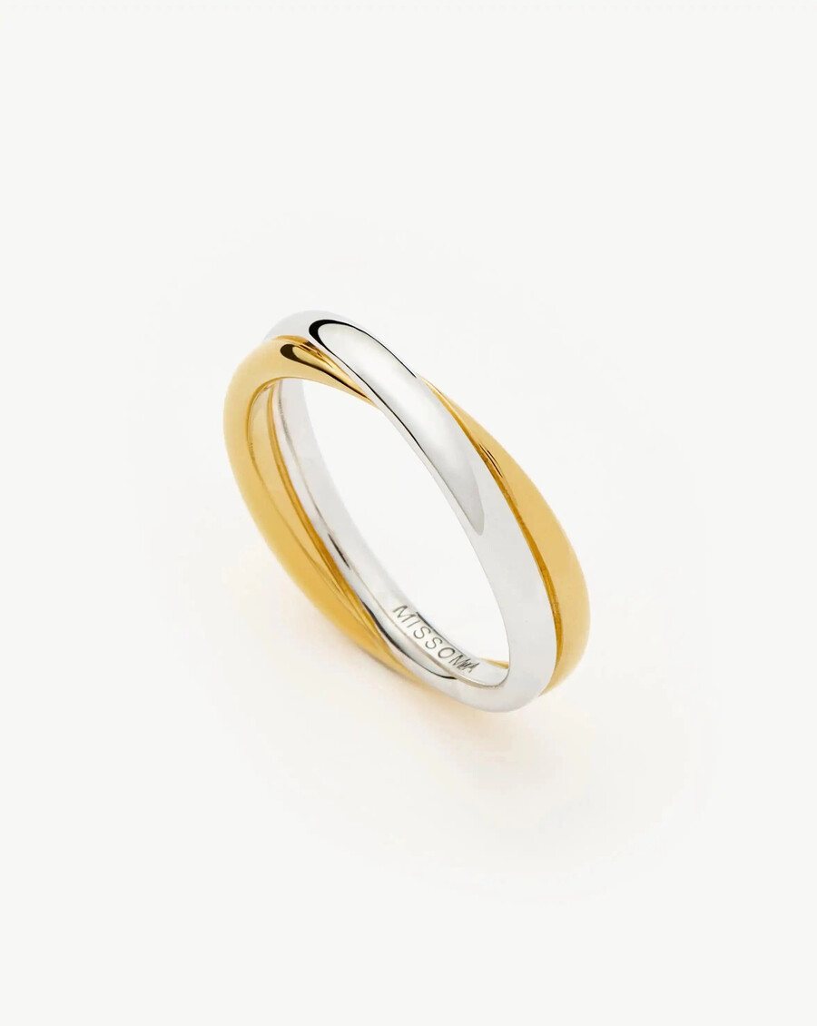 anillo entrelazado de lucy williams - oro y plata