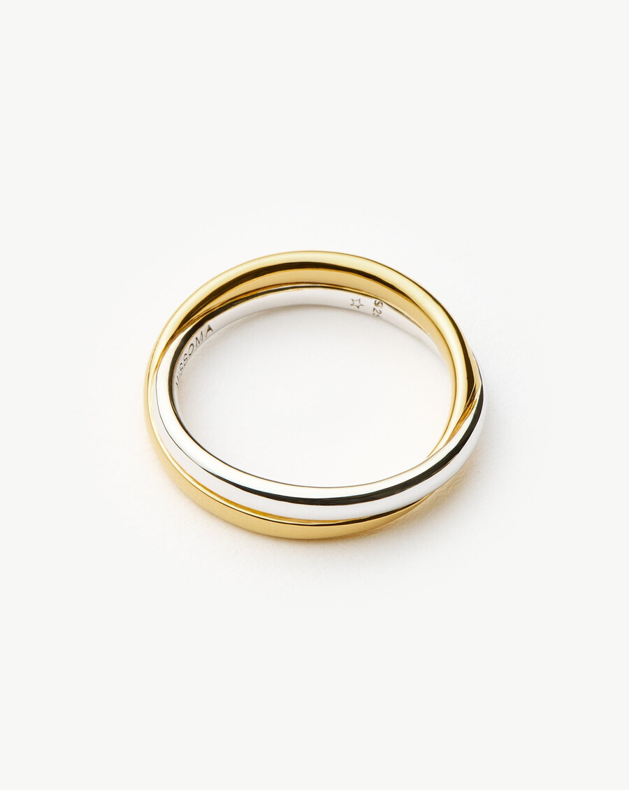 anillo entrelazado de lucy williams - oro y plata