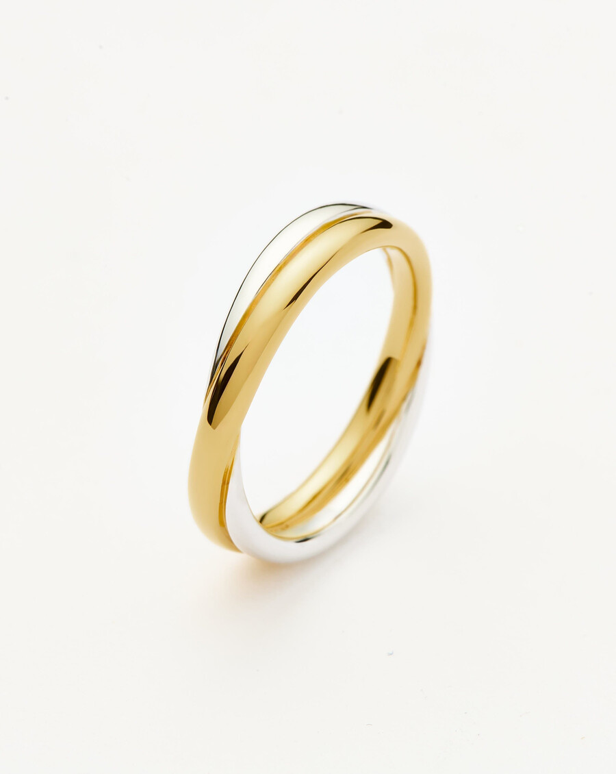 anillo entrelazado de lucy williams - oro y plata