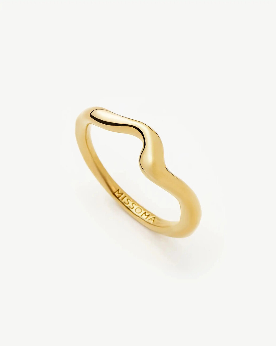 anillo apilable molten wave - oro vermeil de 18 k