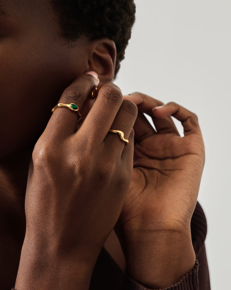 anillo apilable molten wave - oro vermeil de 18 k