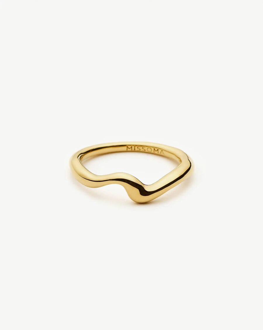 anillo apilable molten wave - oro vermeil de 18 k