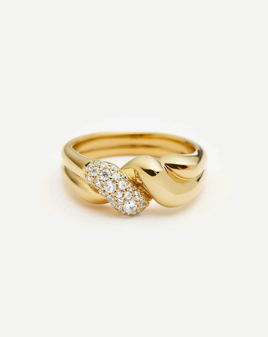 anillo doble de nieve fundida - oro de 18 kcirconita cúbica