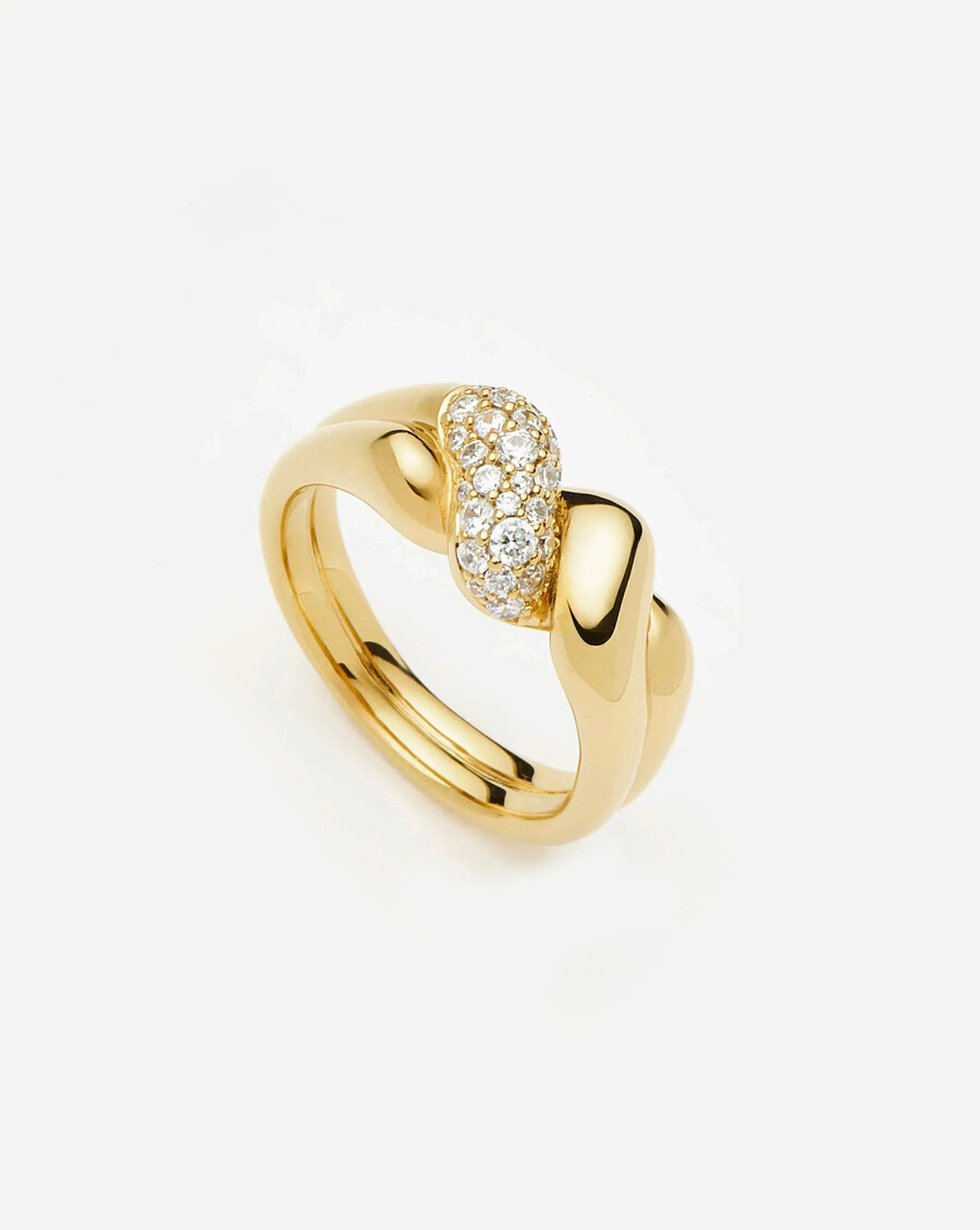 anillo doble de nieve fundida - oro de 18 kcirconita cúbica