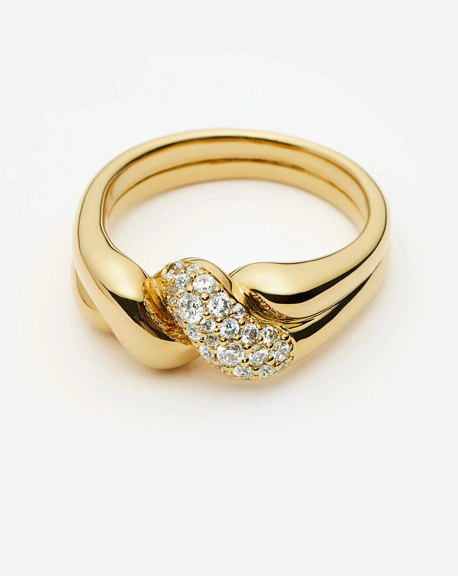 anillo doble de nieve fundida - oro de 18 kcirconita cúbica
