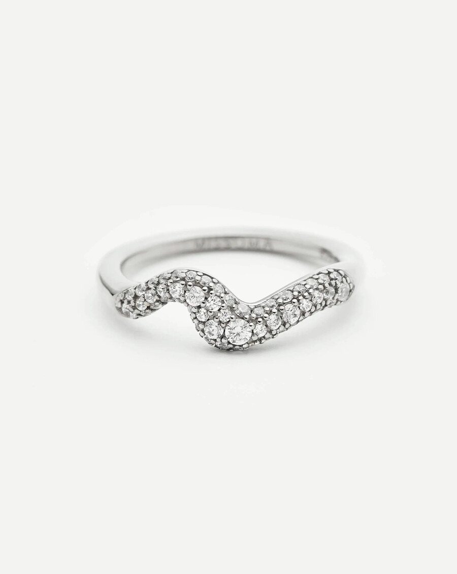 anillo de nieve fundida apilable - plata de ley y circonita cúbica
