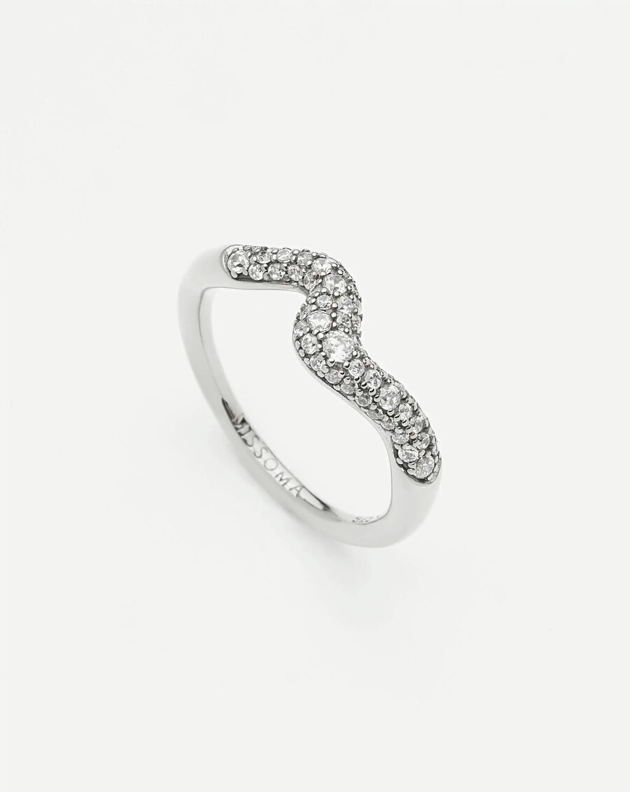 anillo de nieve fundida apilable - plata de ley y circonita cúbica