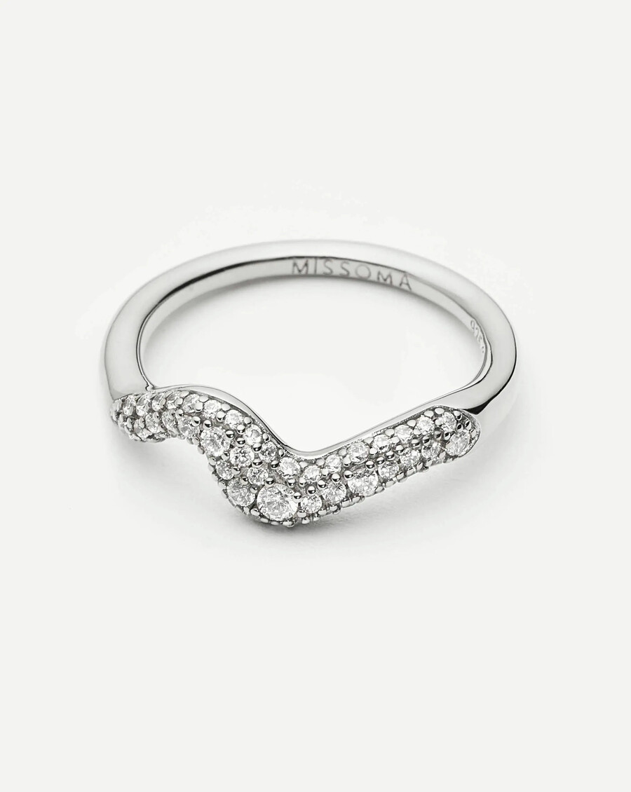anillo de nieve fundida apilable - plata de ley y circonita cúbica