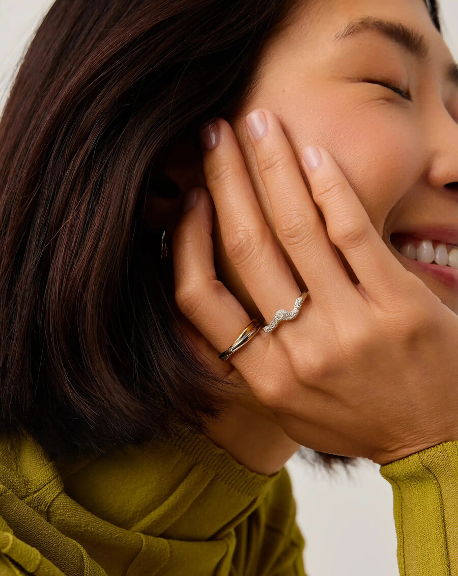 anillo de nieve fundida apilable - plata de ley y circonita cúbica