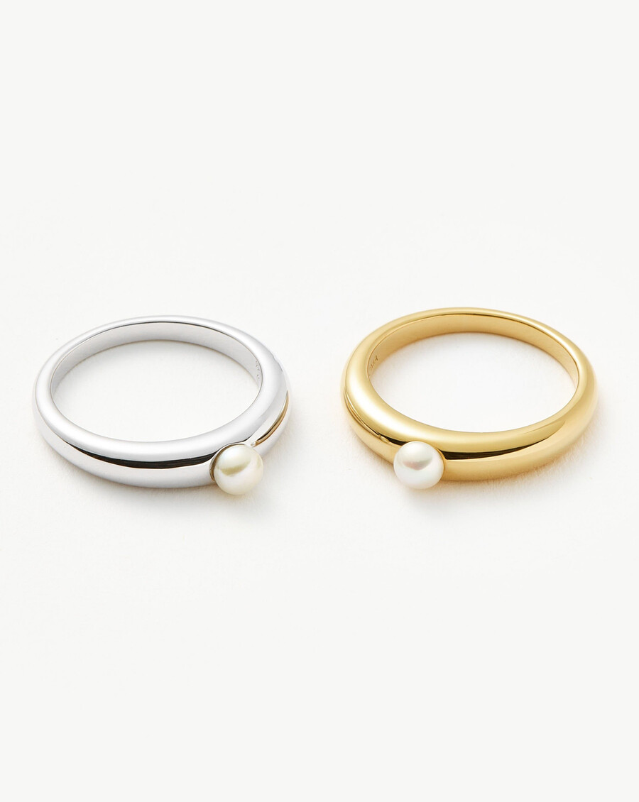 anillo apilable clásico con perla de botón
