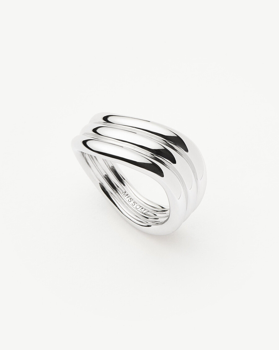 anillo triple savi signature - plata