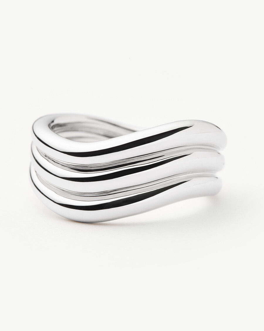 anillo triple savi signature - plata