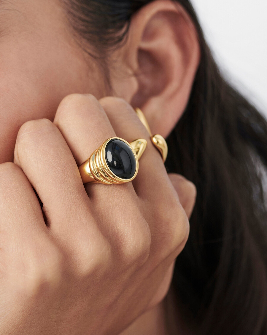 anillo grueso con piedras preciosas ovaladas savi ridge