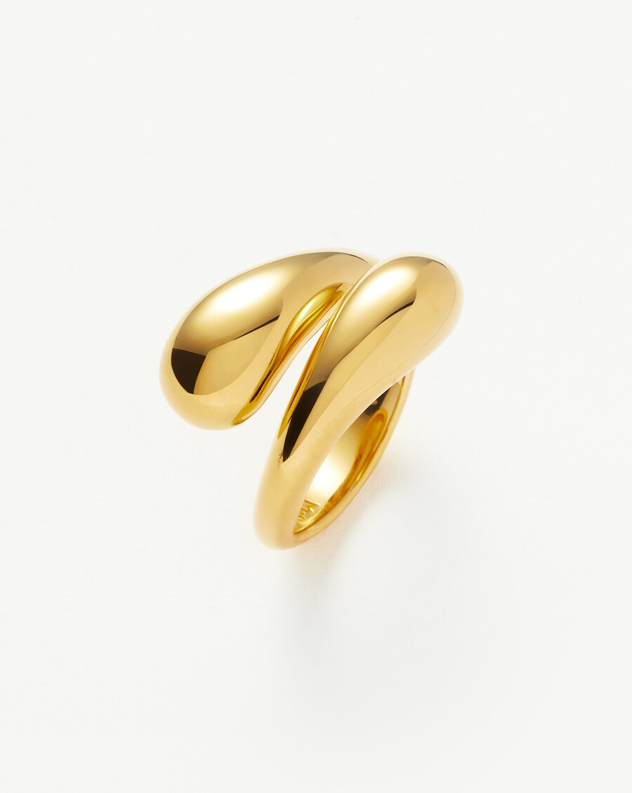 anillo cruzado escultural savi - oro vermeil de 18 k