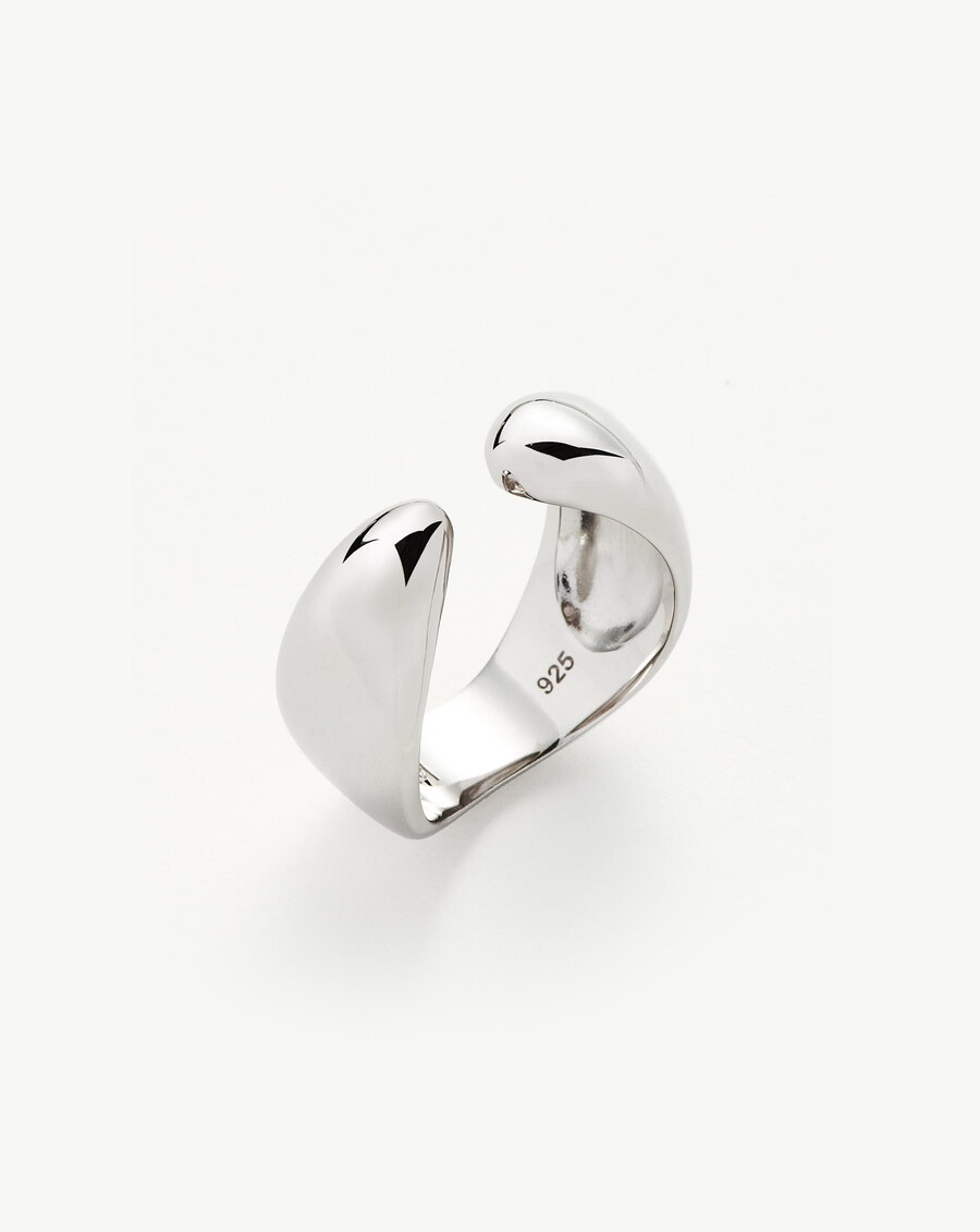 anillo apilable abierto escultural savi - plata de ley