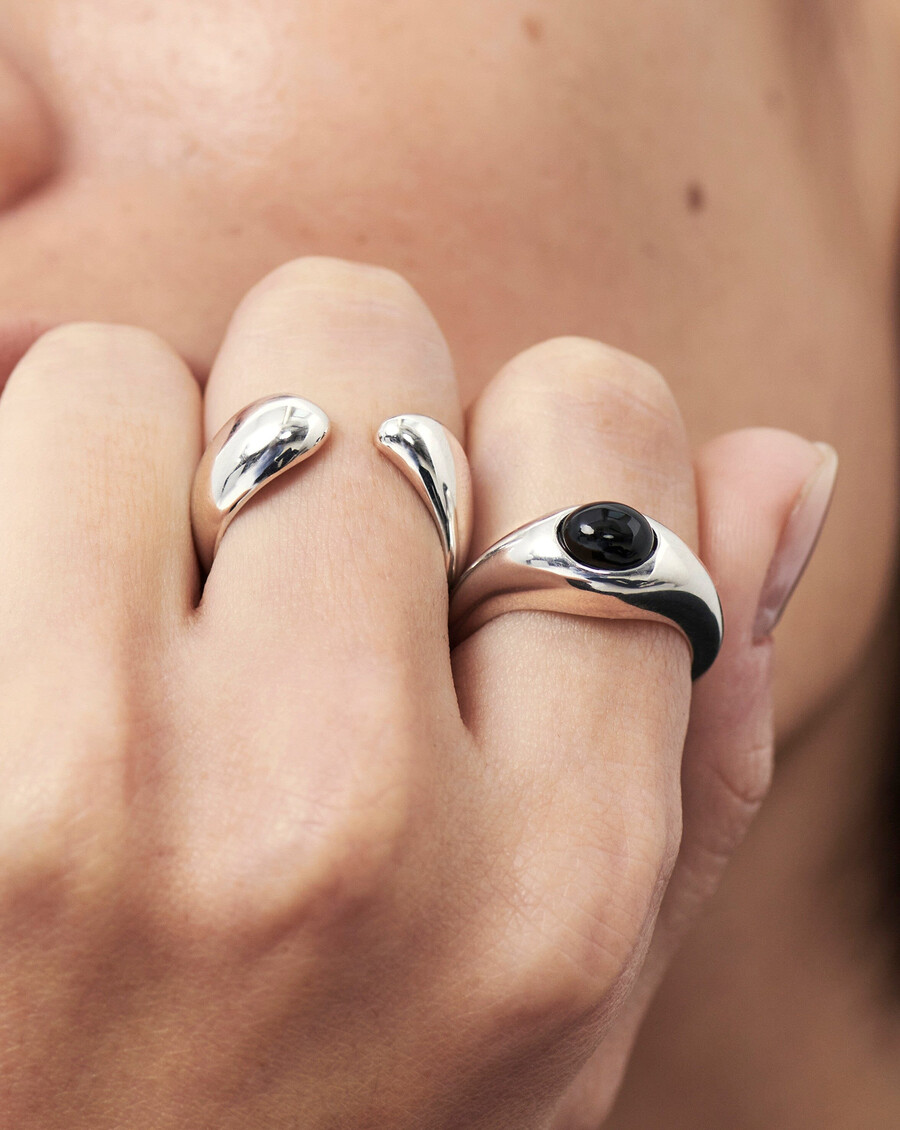 anillo apilable abierto escultural savi - plata de ley