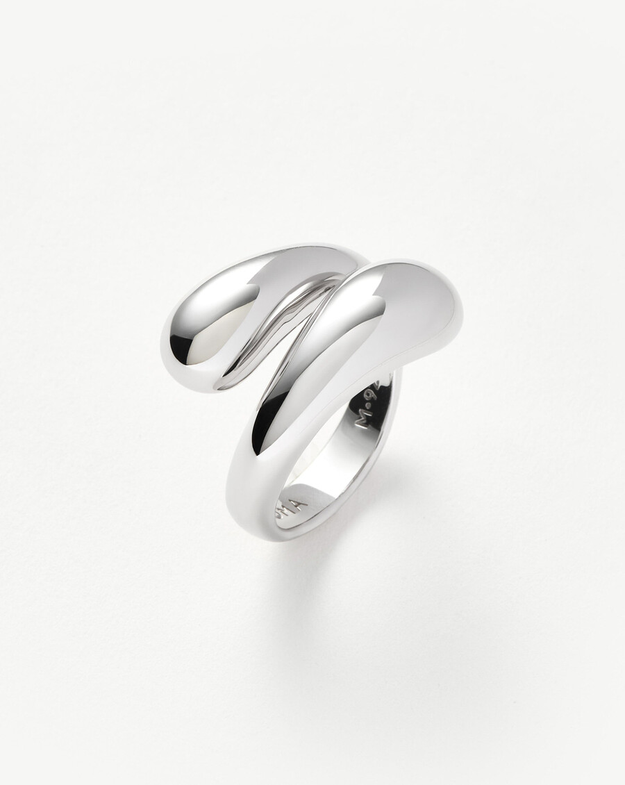 anillo cruzado escultural savi - plata de ley