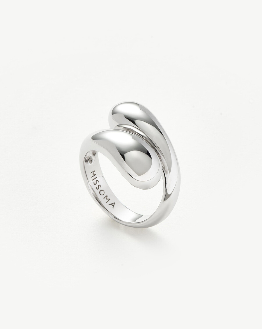 anillo cruzado escultural savi - plata de ley
