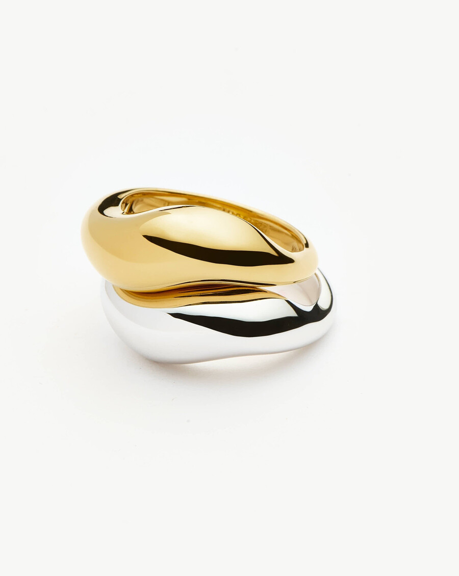 juego de anillos apilables savi signature - oro y plata