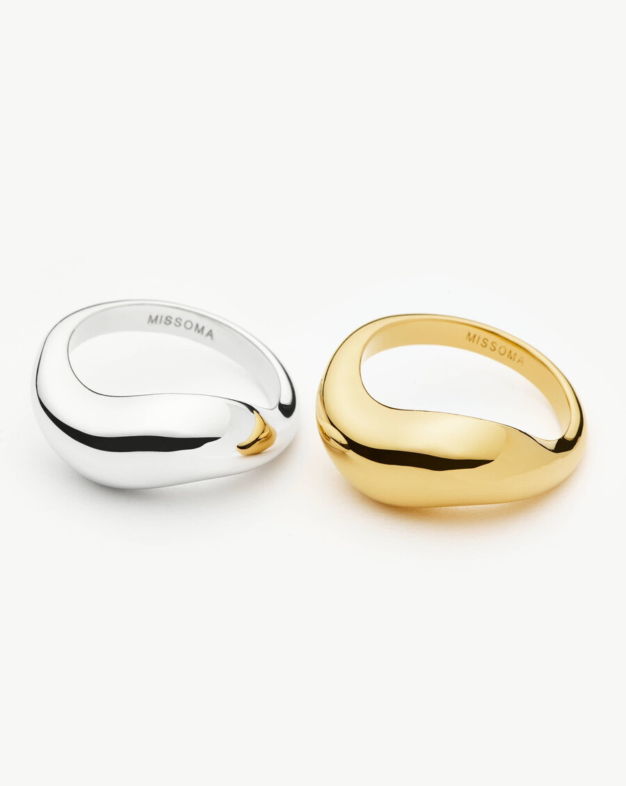 juego de anillos apilables savi signature - oro y plata