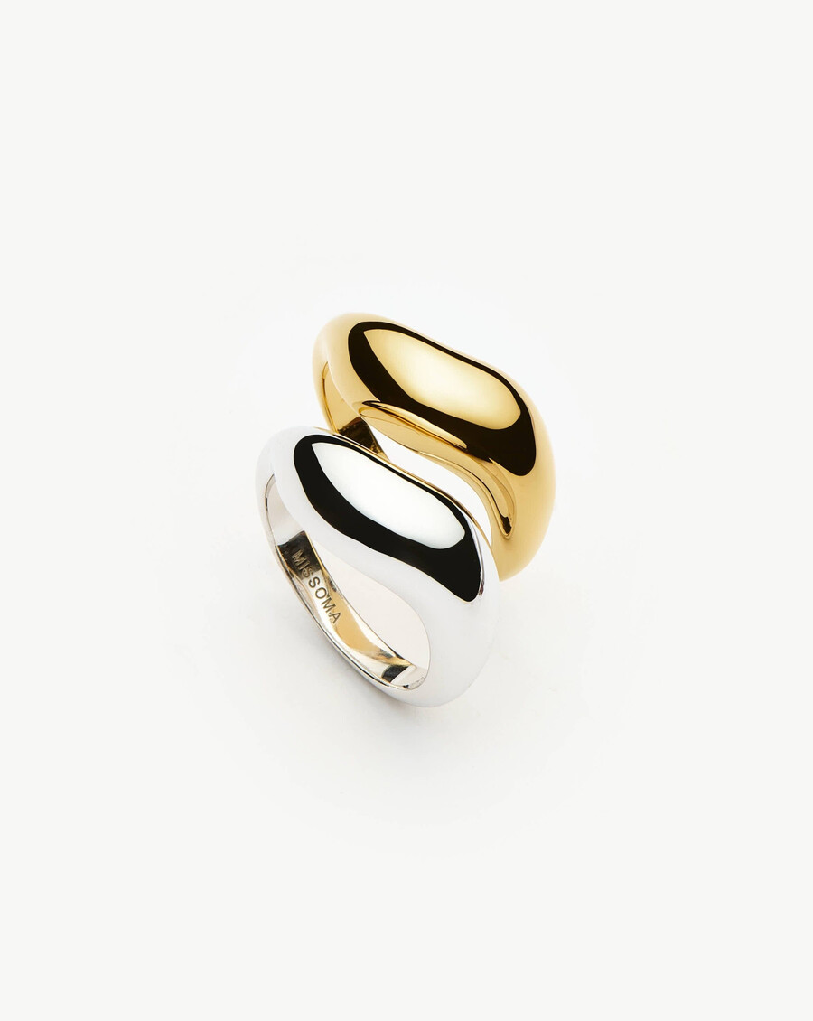 juego de anillos apilables savi signature - oro y plata