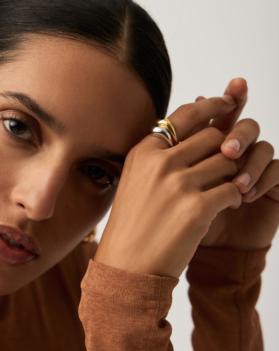 juego de anillos apilables savi signature - oro y plata