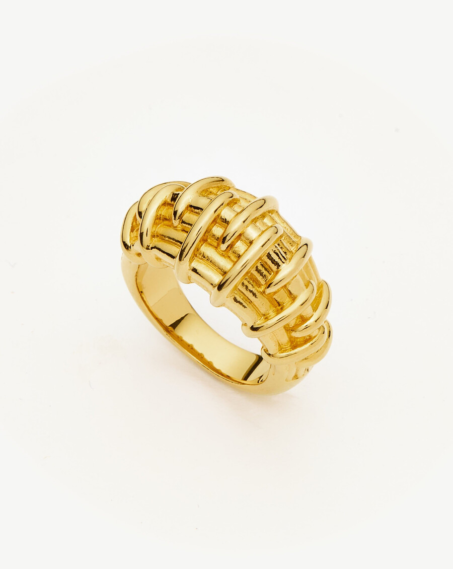 anillo de rafia bombe - baño de oro de 18 k