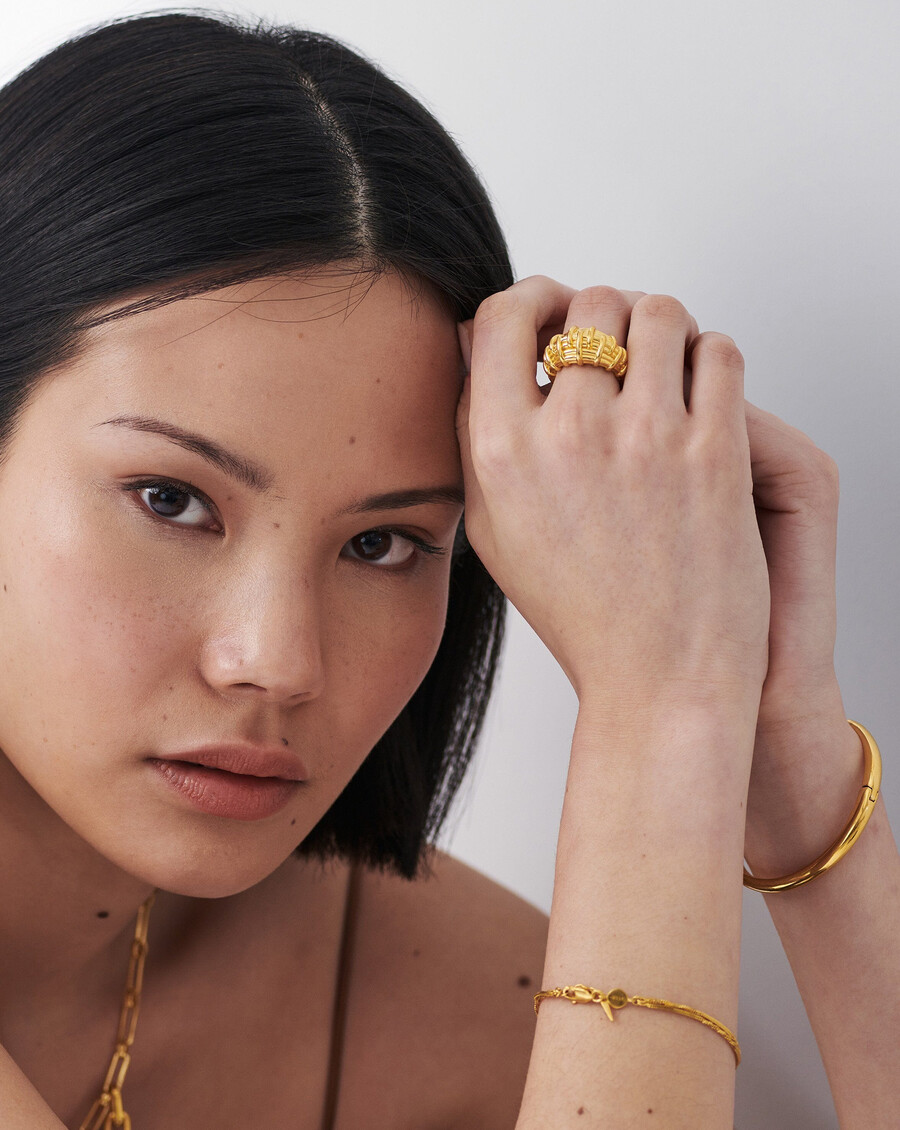 anillo de rafia bombe - baño de oro de 18 k
