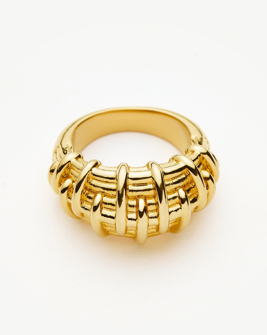 anillo de rafia bombe - baño de oro de 18 k
