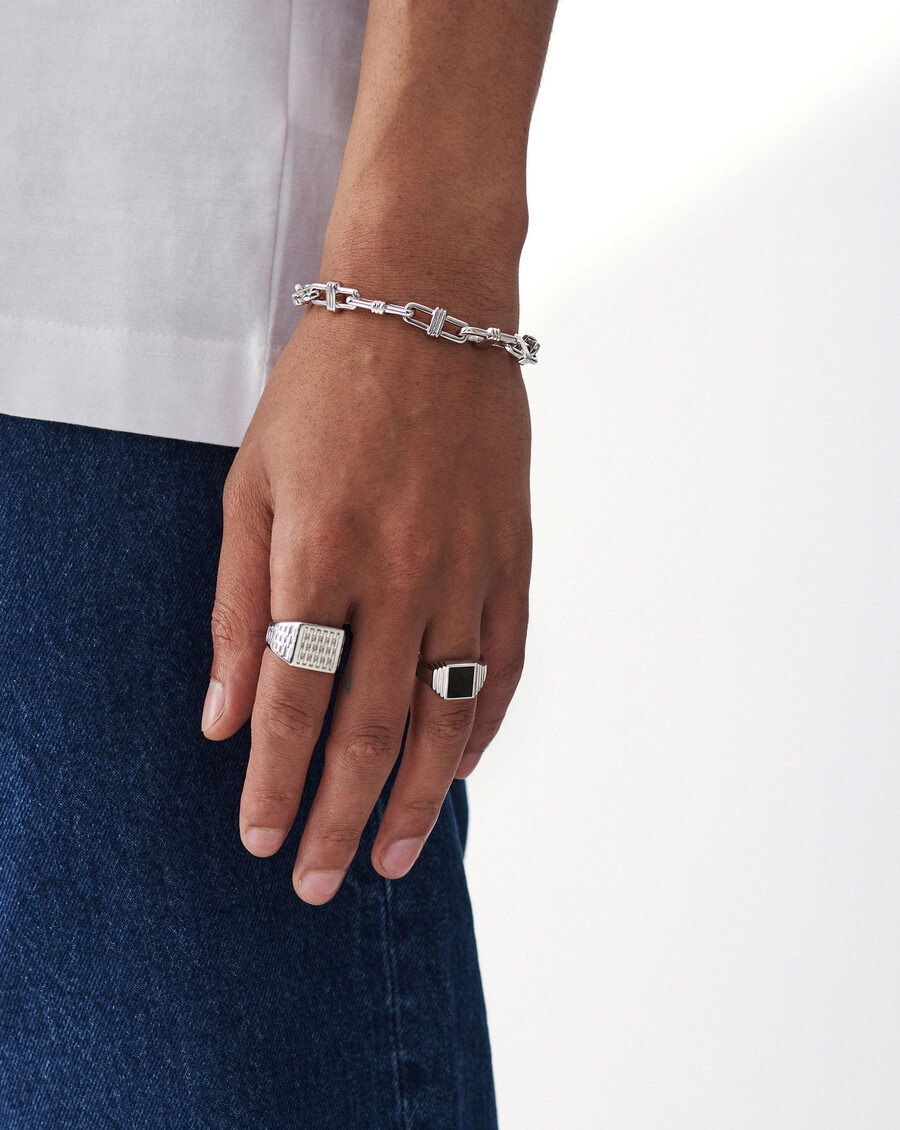 anillo de sello con cresta fusionada - plata de leyespinela negra
